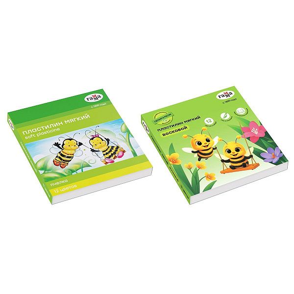 Пластилин восковой мягкий Гамма "Пчелка", 12 цветов, 180г, со стеком, картон. упаковка