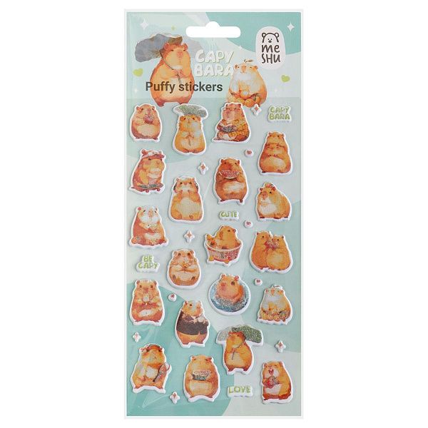 Наклейки объемные MESHU "Be Capy", 10*23см, с блестками, инд. уп., европодвес