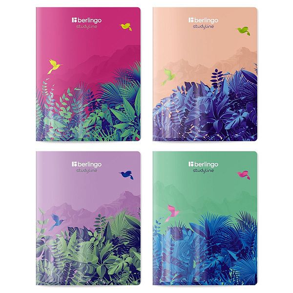 Тетрадь 48л., A5, клетка Berlingo "Flower Art", 80г/м2, софт-тач, ассорти