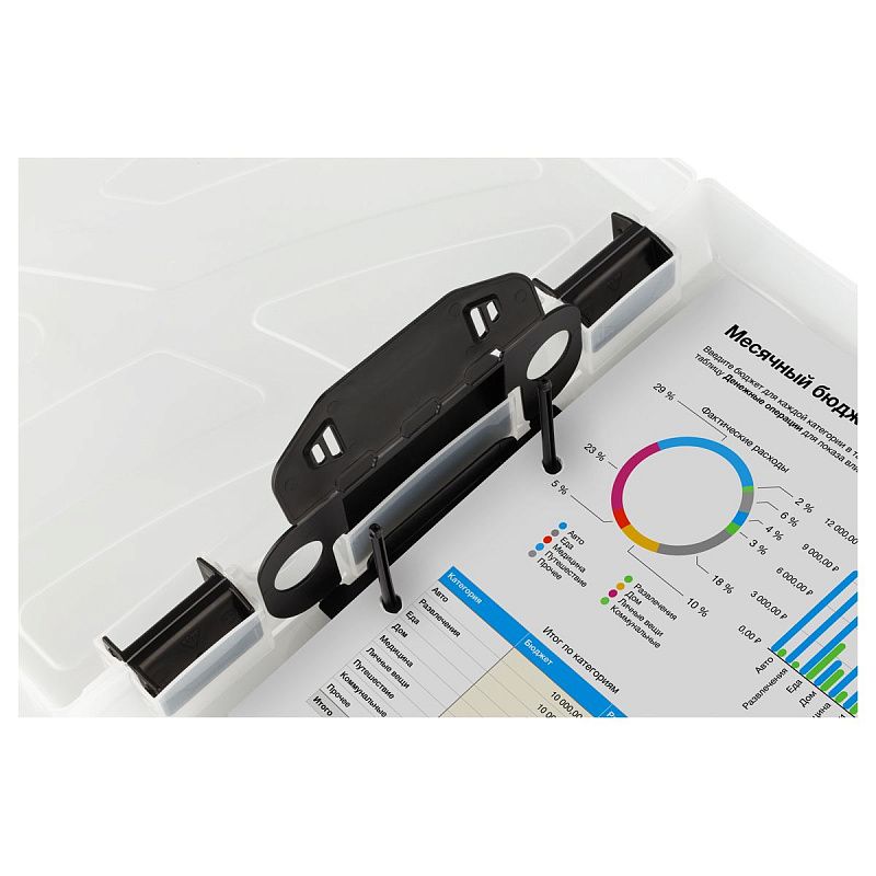 Папка-регистратор СТАММ, 70мм, пластик., на защелках, прозрачная 