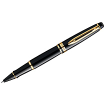 УЦЕНКА - Ручка-роллер Waterman "Expert Black Lacquer GT" черная, 0,8мм, подарочная упаковка
