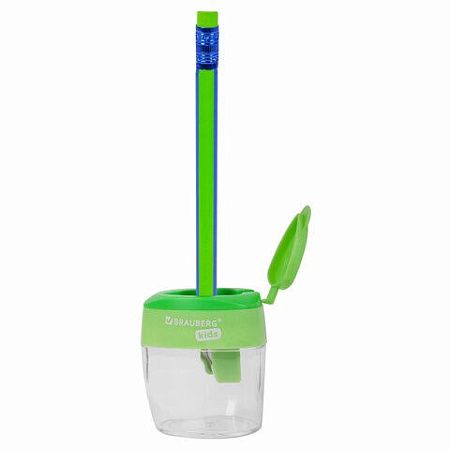 Точилки BRAUBERG KIDS "MAXI", 2 ШТУКИ, 2 отверстия, с большим контейнером, трехгранный корпус, цвета ассорти, блистер, 271947 