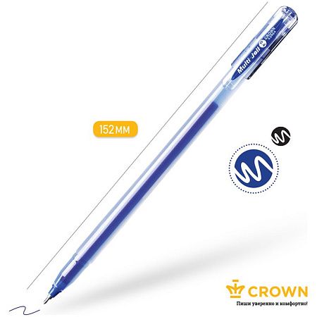 Ручка гелевая Crown "Multi Jell" синяя, 0,4мм, игольчатый стержень 