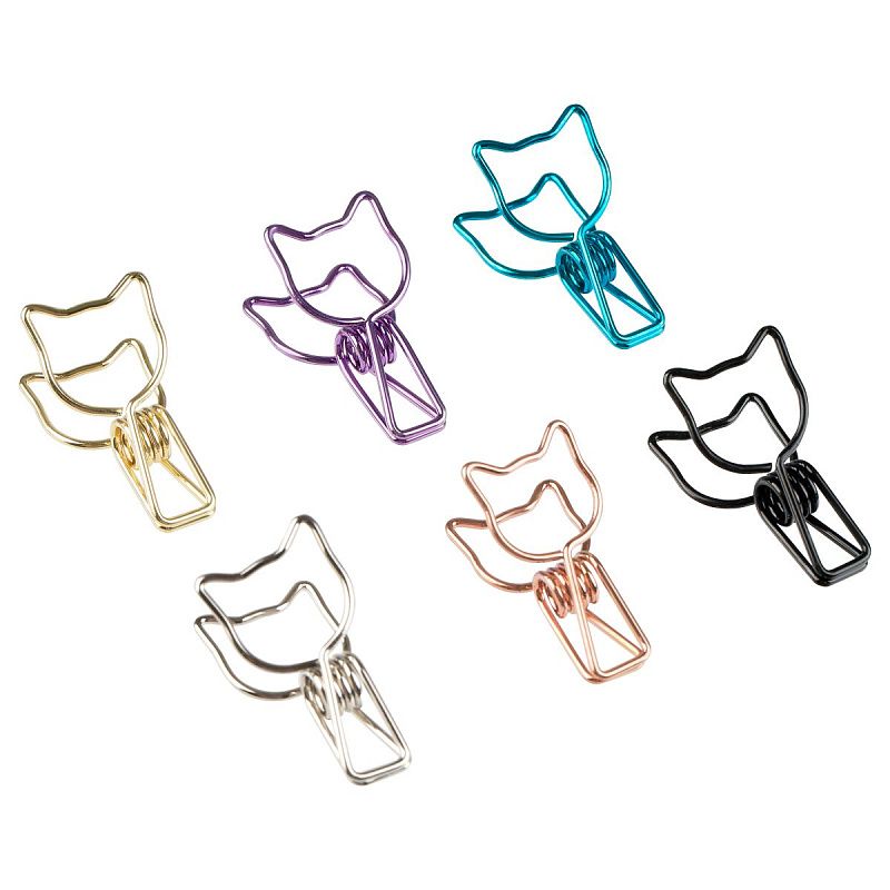 Зажимы для бумаг 33мм, MESHU "Grace Cats", 6шт., ассорти, бокс с европодвесом