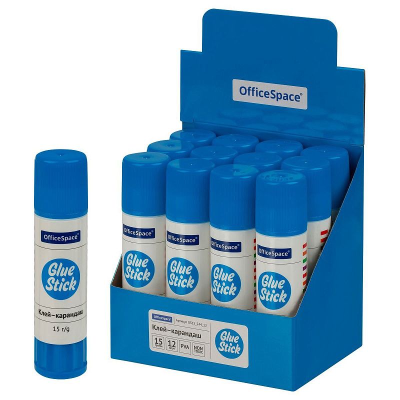 Клей-карандаш OfficeSpace, 15г, дисплей, ПВА_1