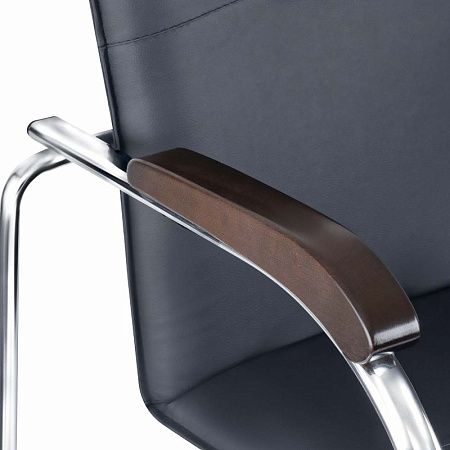 Стул Helmi HL-F05 "Самба СТ" со столиком, каркас металл хром, экокожа, черный, орех BOX1