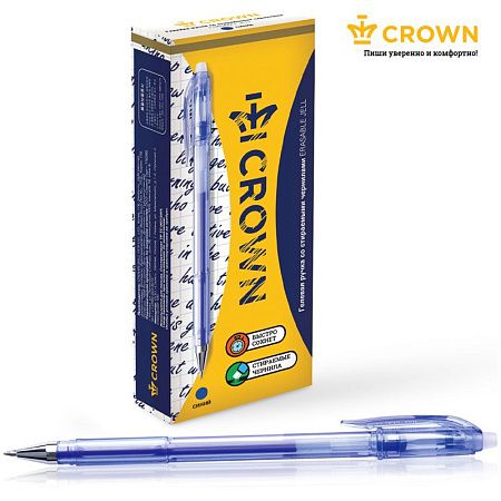 Ручка гелевая стираемая Crown "Erasable Jell" синяя, 0,5мм 