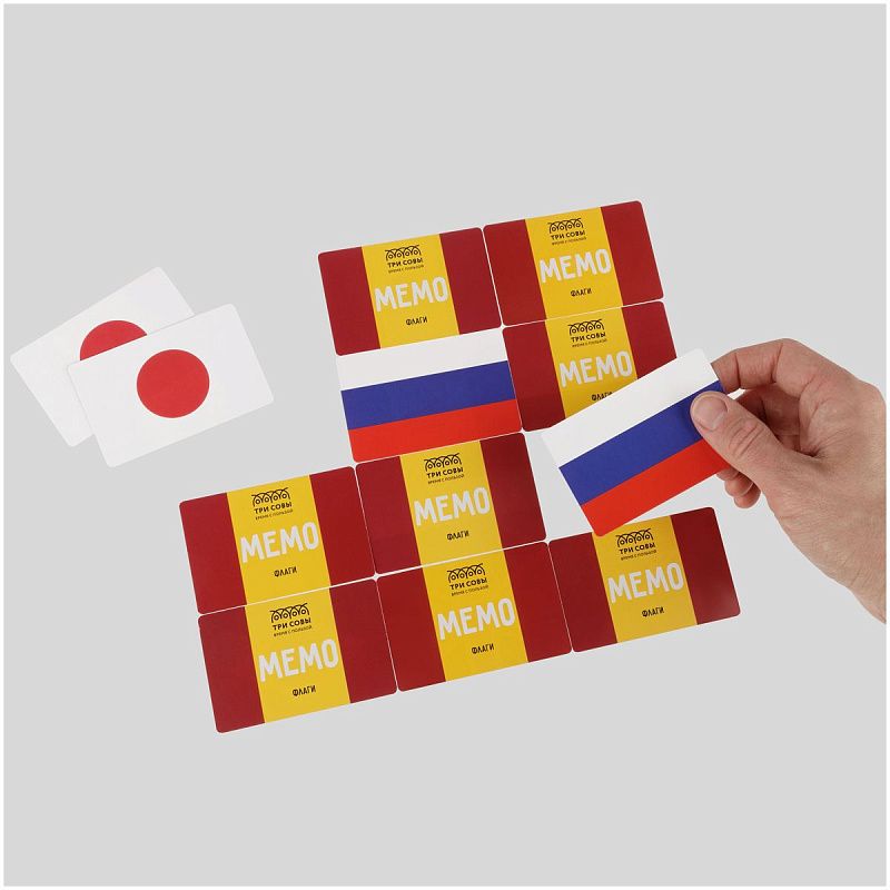 Игра настольная ТРИ СОВЫ "Мемо. Флаги ", 50 карточек, картонная коробка 