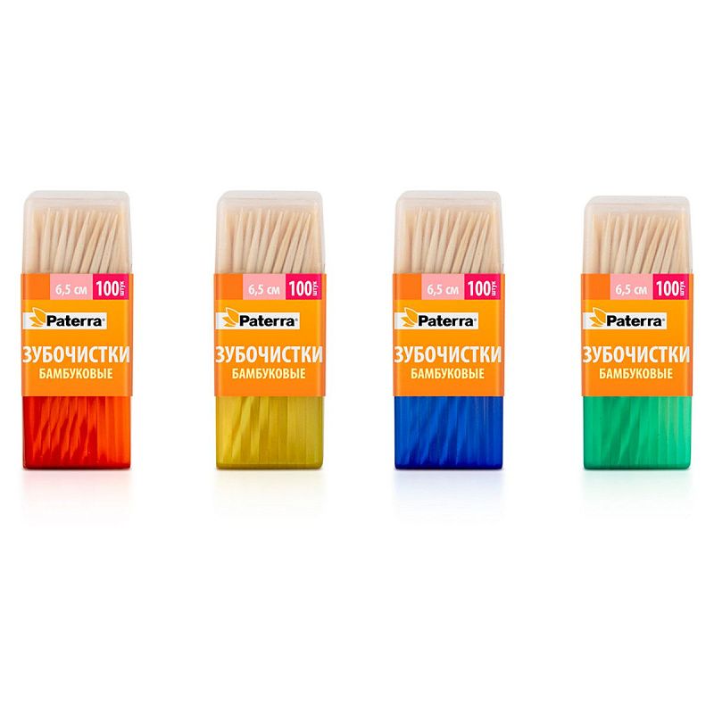 Зубочистки бамбуковые Paterra, 200 шт., в баночке 