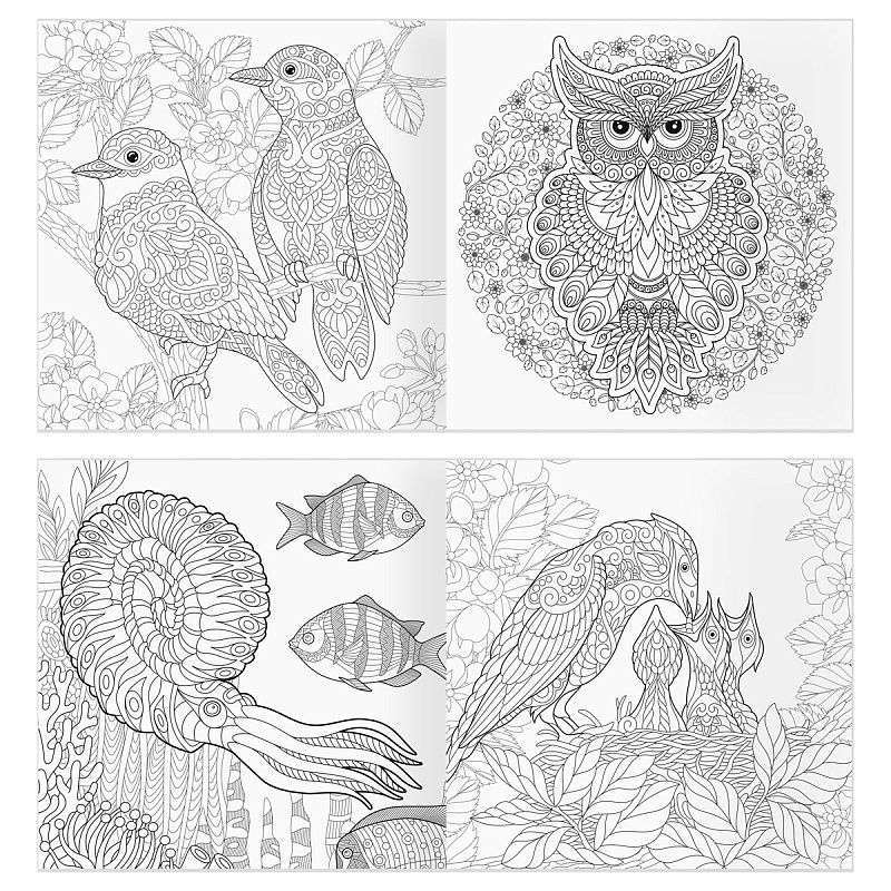 Раскраска для взрослых 228*228 ТРИ СОВЫ "Антистресс-терапия. Животные", 64стр. , склейка