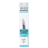 Набор худож кистей синтетика для акварели Winsor&Newton"Foundation Synthetic Brush", 3шт., круглые №3, 5, плоская №1
