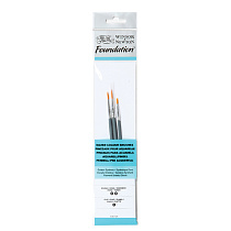 Набор худож кистей синтетика для акварели Winsor&Newton"Foundation Synthetic Brush", 3шт., круглые №3, 5, плоская №1