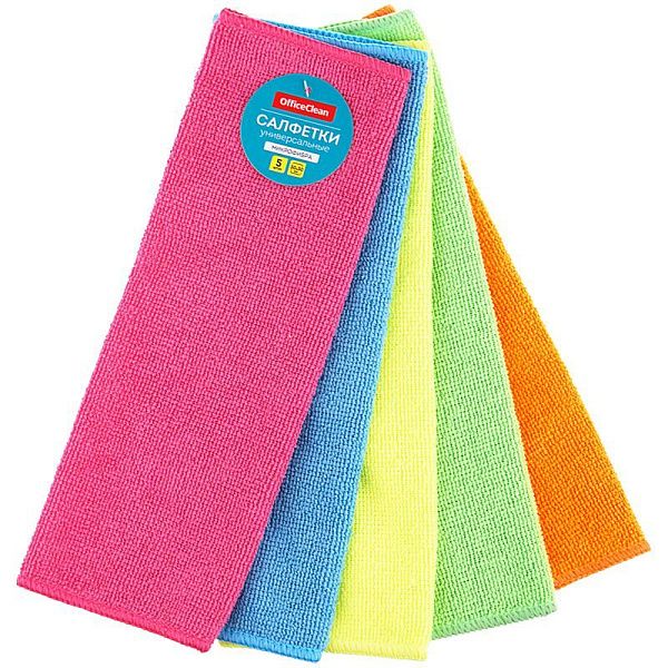 Салфетки для уборки OfficeClean "Универсальные", набор 5шт., микрофибра, 30*30см