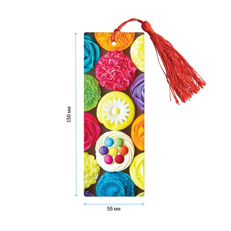 Закладка для книг 3D с линейкой, 150*55мм, ArtSpace "Cookies", декоративный шнурок 