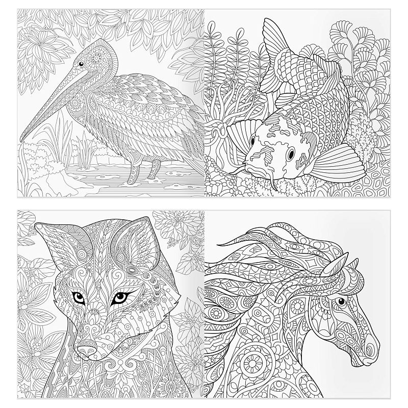 Раскраска для взрослых 228*228 ТРИ СОВЫ "Антистресс-терапия. Животные", 64стр. , склейка