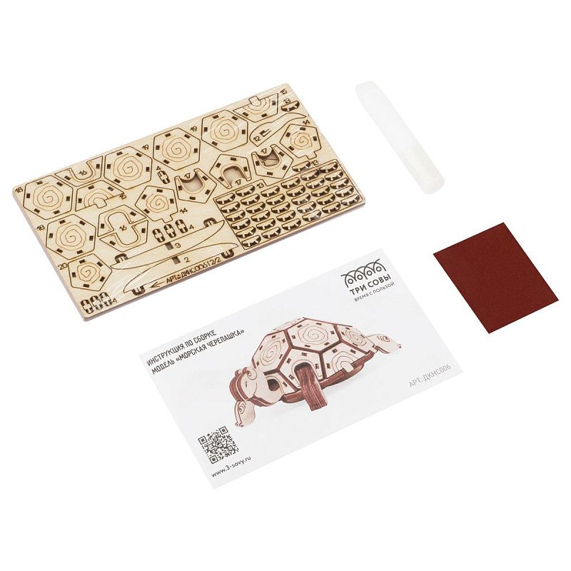 Конструктор деревянный ТРИ СОВЫ "Морская черепашка". 11*8*4,5см, 76 деталей, пакет с еврослотом 