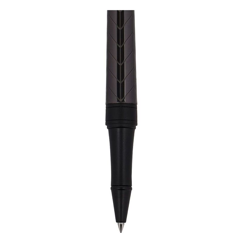 Ручка-роллер Delucci "Marte" синяя, 0,6мм, корпус титан/черный, подарочная упаковка 