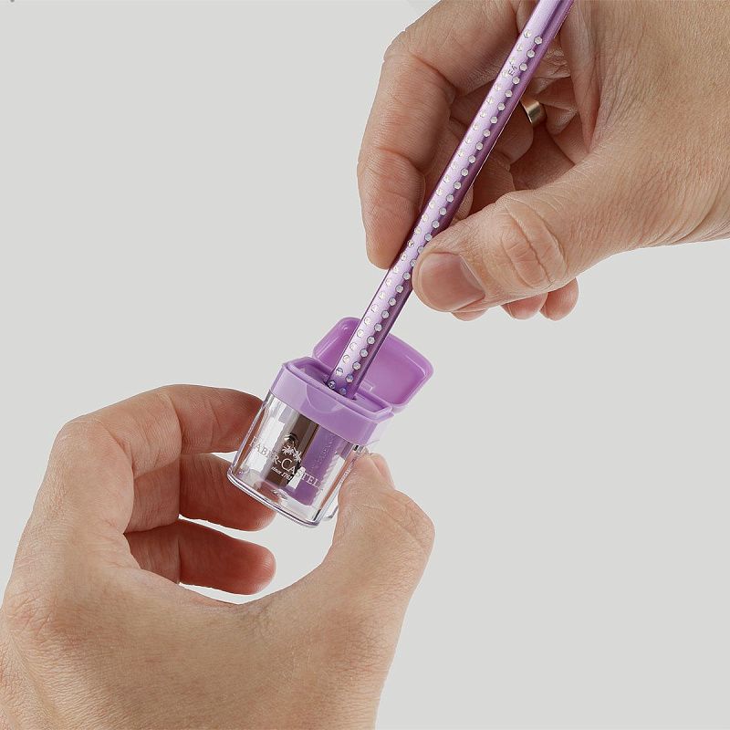 Точилка пластиковая Faber-Castell Mini box,1 отверстие, контейнер, ассорти, пастельные цвета 