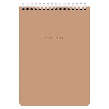 Блокнот А5 146х206 мм, 60 л., гребень, картон, жесткая подложка, клетка, BRAUBERG "Minimal Classic", 116426