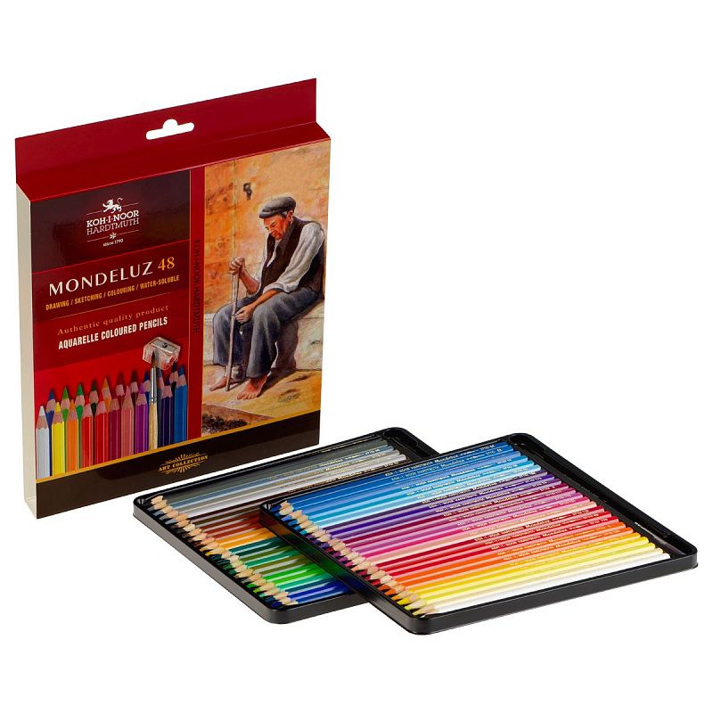 Карандаши акварельные Koh-I-Noor "Mondeluz Old Man", 48цв., заточен., кисть+точилка, картон, европодвес