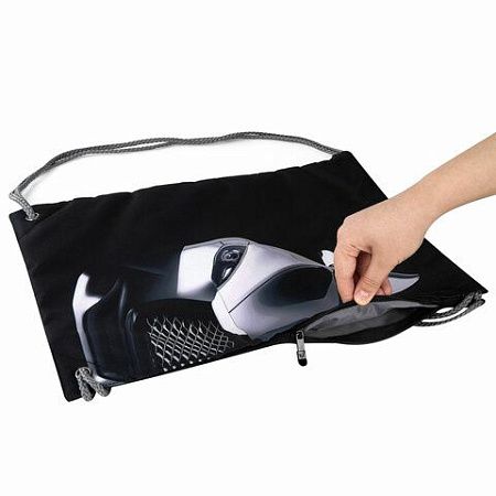 Мешок для обуви BRAUBERG PREMIUM, карман, подкладка, светоотражайка, 43х33 см, "Black car", 271623 