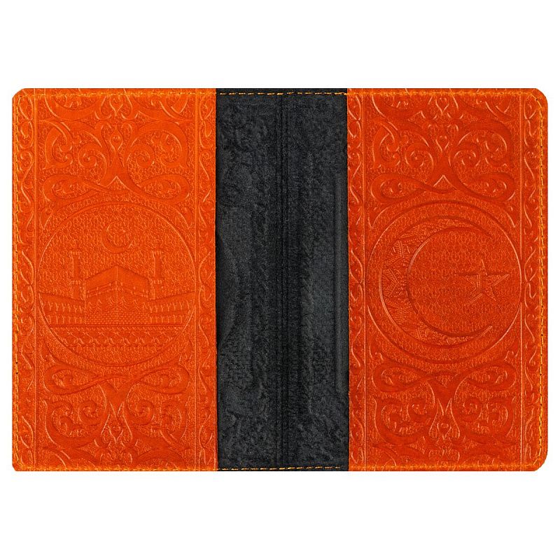 Обложка для паспорта Кожевенная мануфактура, нат. кожа, "Звезда и Полумесяц", черный 