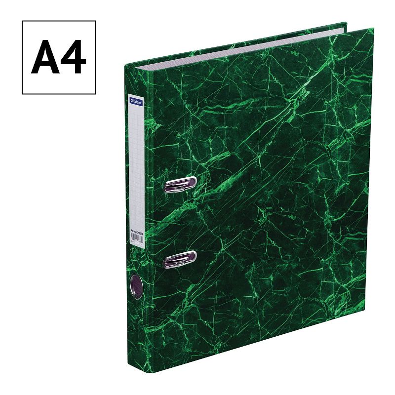 Папка-регистратор OfficeSpace 50мм, мрамор, зеленая 