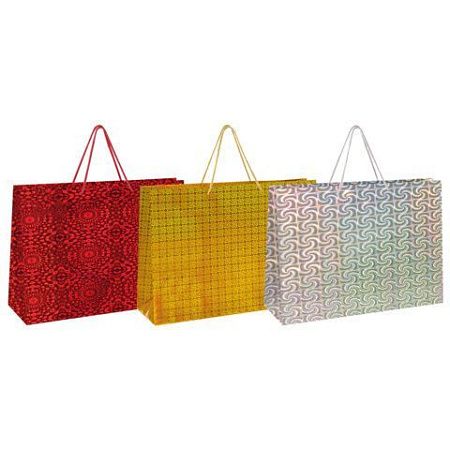 Пакет подарочный (1 шт.) 42x62x17см, 'BIG SIZE", голография, ассорти 3 цвета, ЗОЛОТАЯ, 609731