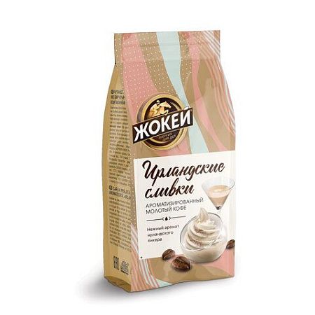 Кофе молотый ЖОКЕЙ "Ирландские сливки", натуральный, 150 г, вакуумная упаковка, 0509-20