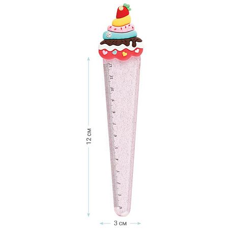 Линейка с топпером 12см MESHU "Cake", пластиковая, европодвес 