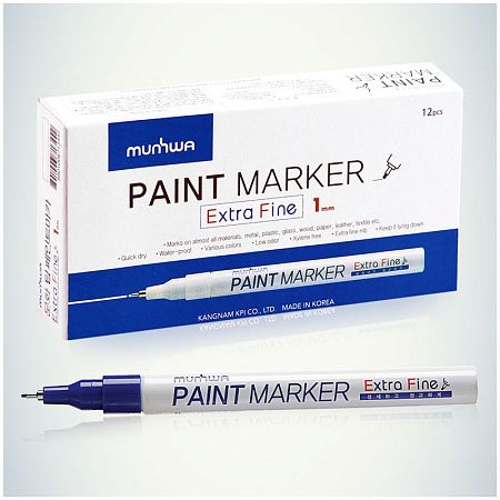 Маркер-краска MunHwa "Extra Fine Paint Marker" синяя, 1мм, нитро-основа 