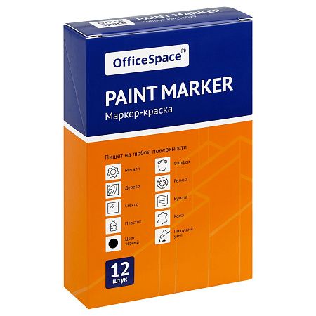 Маркер-краска OfficeSpace черная, 1-4мм, нитро-основа 