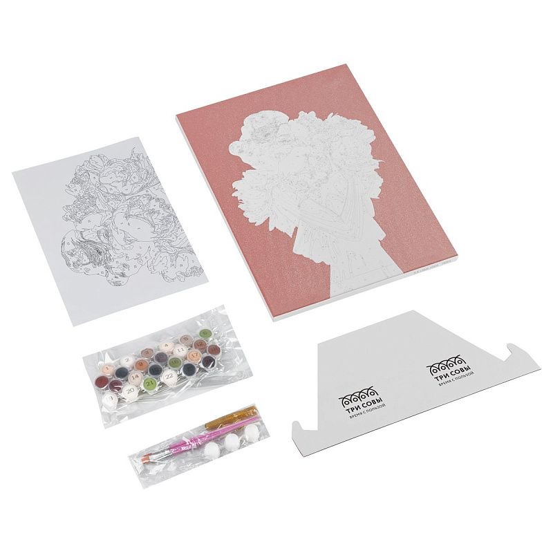 Картина по номерам на холсте с глиттером ТРИ СОВЫ "Тайна взгляда", 30*40, с акриловыми красками и кистями