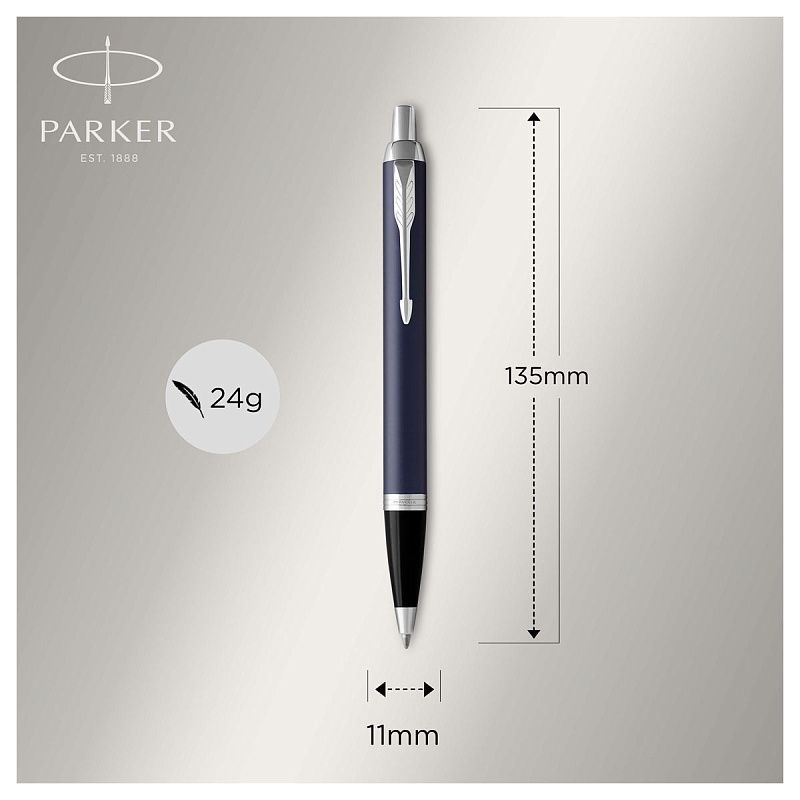 Ручка шариковая Parker "IM Matte Blue CT" синяя, 1,0мм, кнопочн., подарочная упаковка 
