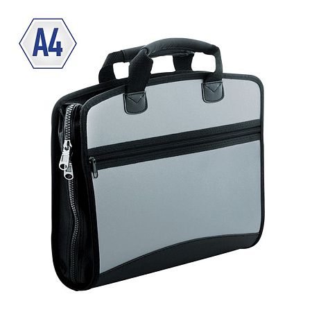 Папка-портфель 4 отделения Berlingo "Silver", А4, 380*280*50мм, 700мкм, серый металлик 