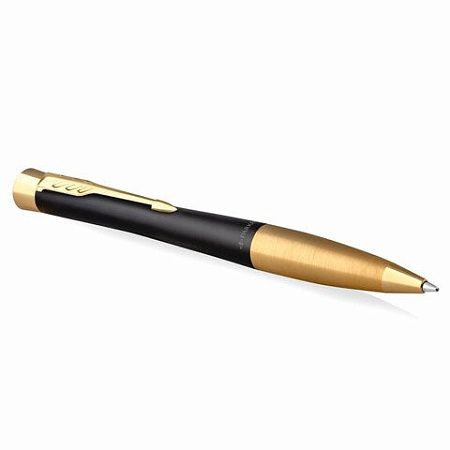 Ручка шариковая PARKER "Urban Twist Black GT", корпус черный, позолоченные детали, синяя, 2143640 