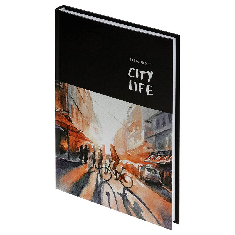 Скетчбук 100л. А5 7БЦ BG "City life", глянцевая ламинация, 100г/м2