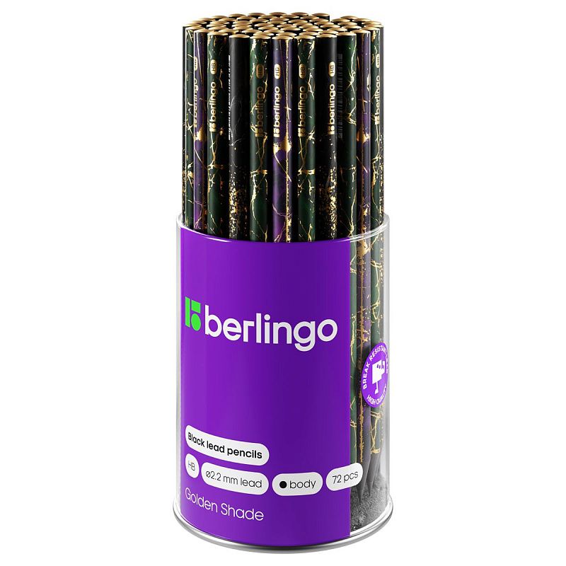 Карандаш ч/г Berlingo "Golden Shade" HB, черное дерево, круглый, заточен., ассорти 
