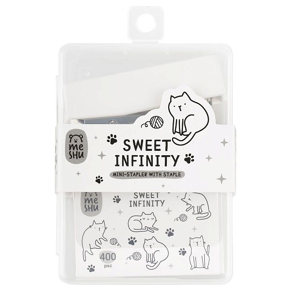 Набор MESHU "Sweet infinity": мини-степлер №24/6 до 20л.; скобы №24/6; пластиковый бокс