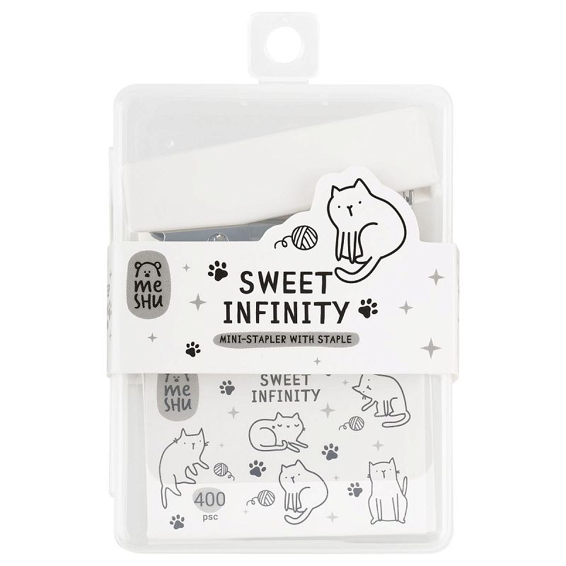 Набор MESHU "Sweet infinity": мини-степлер №24/6 до 20л.; скобы №24/6; пластиковый бокс
