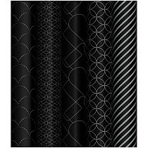 Упаковочная бумага глянц. 70*100см, MESHU "Pattern on black", 80г/м2, ассорти 5 дизайнов