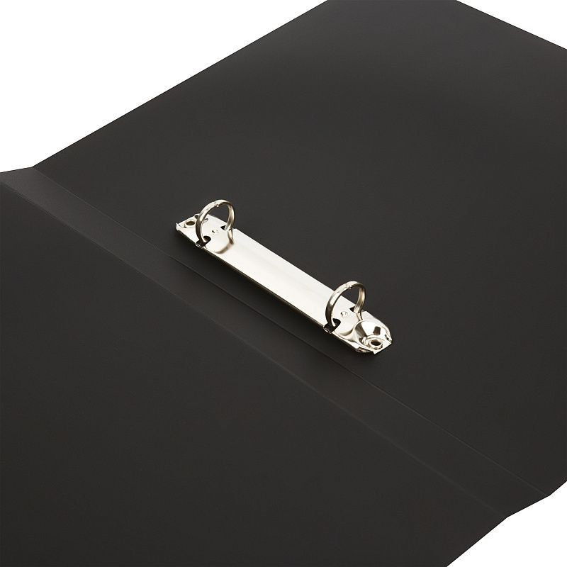 Папка на 2 кольцах СТАММ А4, 25мм, 500мкм, пластик, черная 