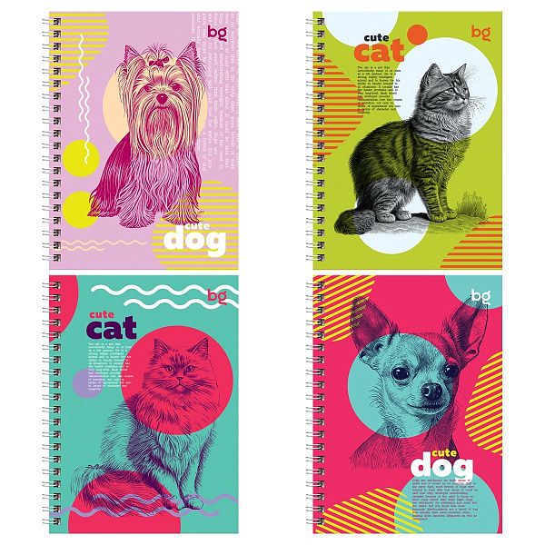 Записная книжка А6 80л., на гребне BG "Наши питомцы", глянцевая ламинация, твердая обложка