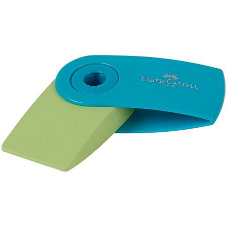 Ластик Faber-Castell "Sleeve Mini", прямоугольный, 54*25*13мм, синий/розовый/голубой пластиковый футляр 
