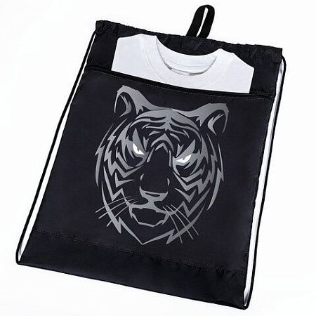 Мешок для обуви BRAUBERG, с петлёй, карман на молнии, 47х37 см, "Tiger", 271610 