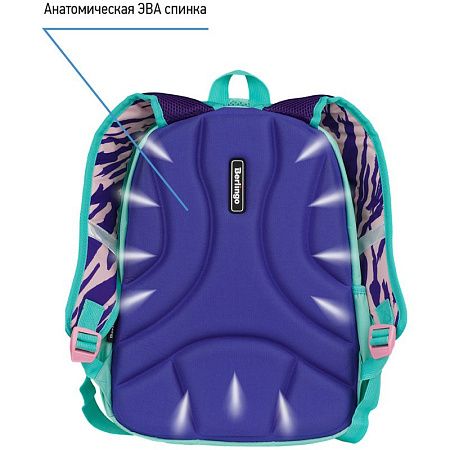 Рюкзак Berlingo Boom "Animal pattern mint" 38,5*29*12см, 2 отделения, 3 кармана, анатомическая ЭВА спинка 
