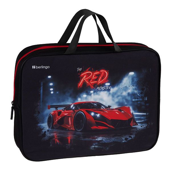 Папка текстильная с ручками 1 отделение, А4 Berlingo "Red Monster", 350*265*75мм, текстиль, на молнии