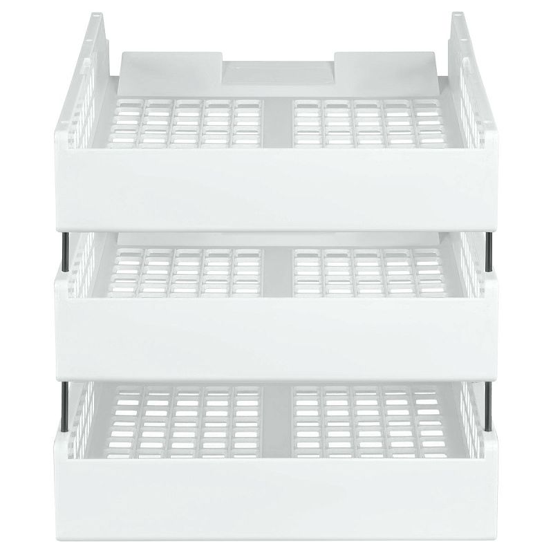 Лоток для бумаг горизонтальный СТАММ "Strong", набор 3шт., на метал. стержнях, белый