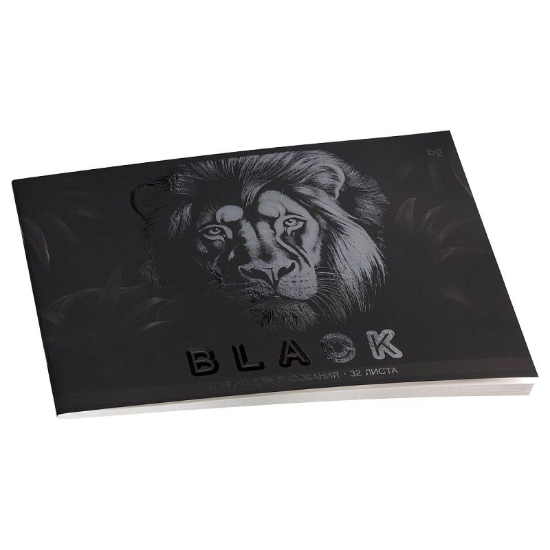 Альбом для рисования 32л., А4, на скрепке BG "Just black", soft-touch ламинация, выб. лак