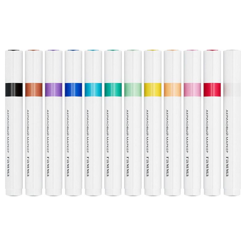 Маркеры акриловые Гамма "Классические", 12 цв., трехгран., пластик.бокс